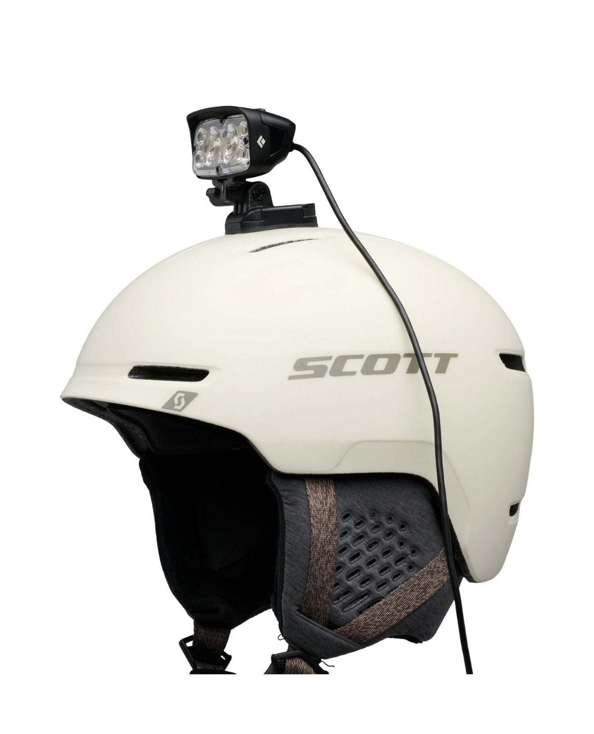 Black Diamond Megawatt Headlamp monterad på en skidhjälm - Pannlampa - Alpingaraget