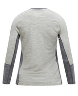 Peak Performance Magic Crew Women - Med Grey Melange/Grey Melange underställströja bakifrån i grå färg