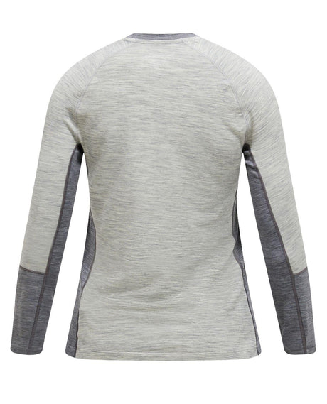 Peak Performance Magic Crew Women - Med Grey Melange/Grey Melange underställströja bakifrån i grå färg