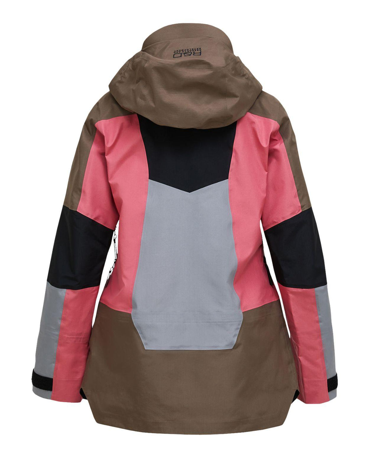 Peak Performance Vertical Gore-Tex Pro Jacket Women i brun, rosa och grått visad bakifrån.