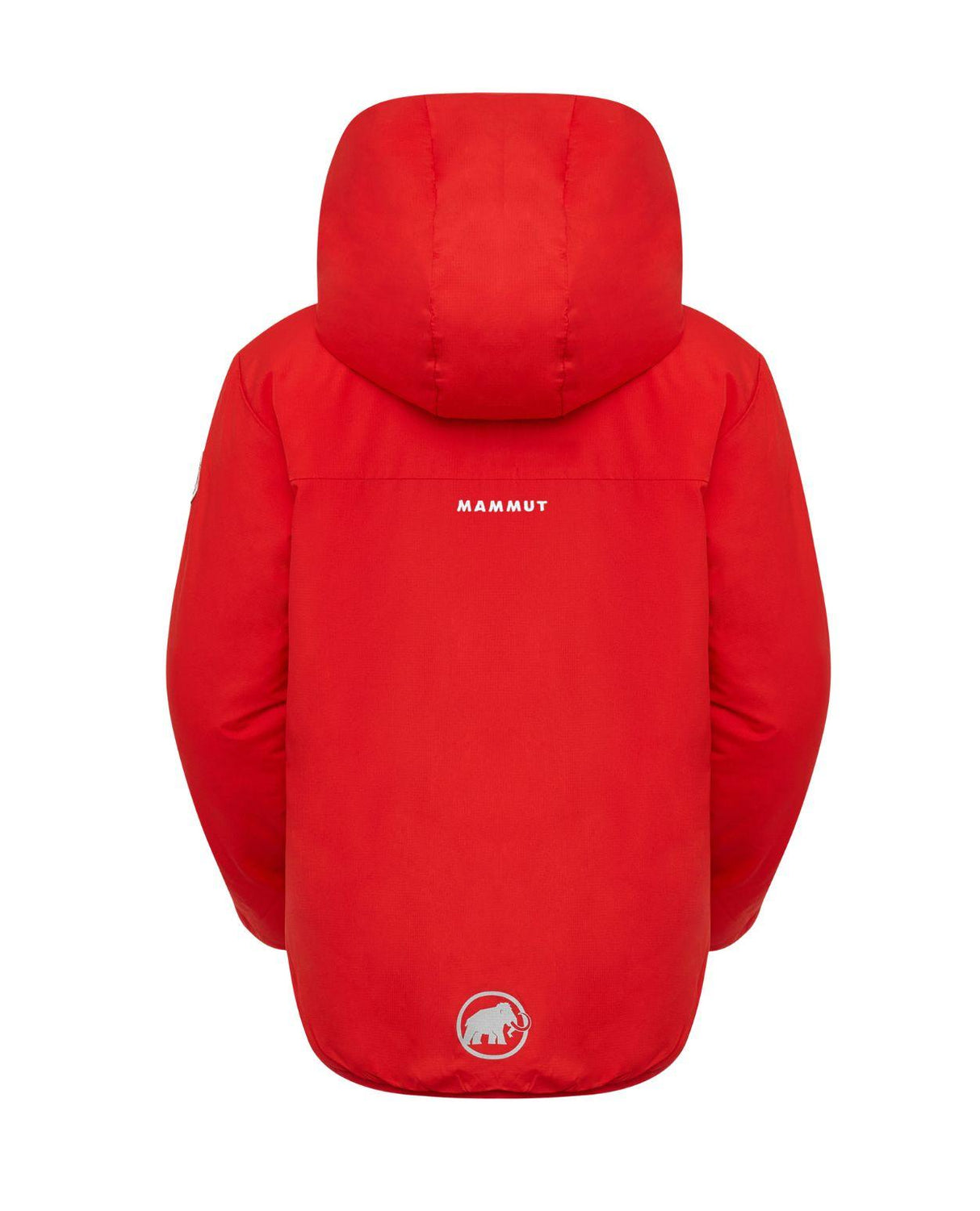 Mammut Rime IN Hooded Jacket Junior - Röd jacka bakifrån med huva och reflexdetaljer