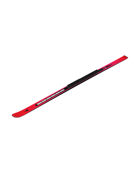 Röd Atomic Redster SG FIS Revoshock 200 tävlingsskida för Super-G med Revoshock-moduler och Icon-interface.