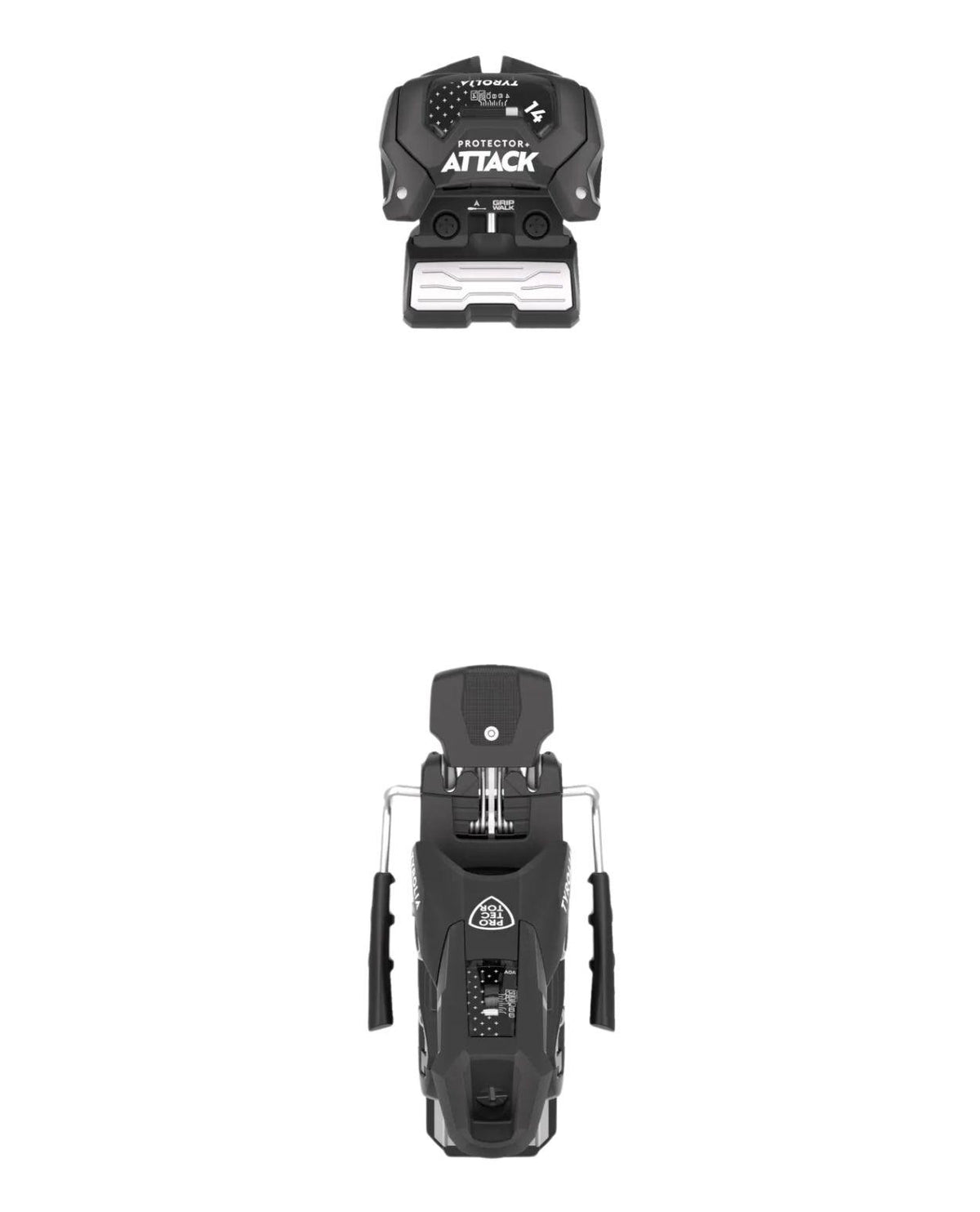 Tyrolia Protector+ Attack 14 GW Matt Black alpinbindning med 85-110 mm skistopper.