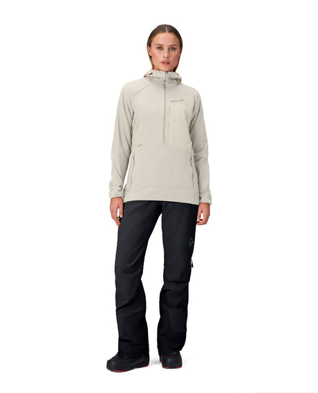 Norröna Women Møre Octa Zip Hood – Oatmeal - Alpingaraget