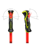 Leki WCR Pro SL TR race-grepp med Trigger 3D-system och illustration av utlösningsvinklar för alpina tävlingsåkare.