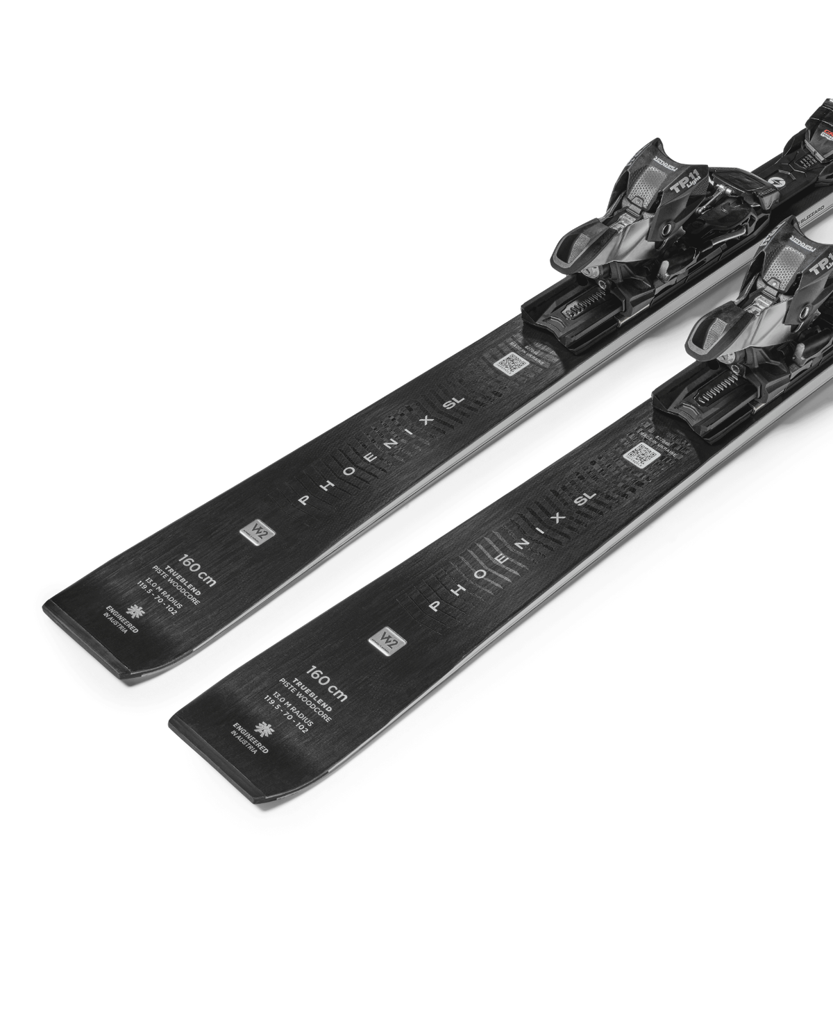Blizzard Phoenix SL damasorterade pistskidor med TP 11 Light Demo-bindningar i svart färg.