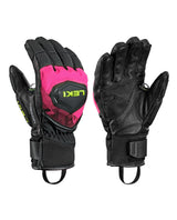 Leki WCR Pro TR Junior racinghandskar i neonrosa med robusta skydd och Trigger-system för alpina tävlingsåkare.