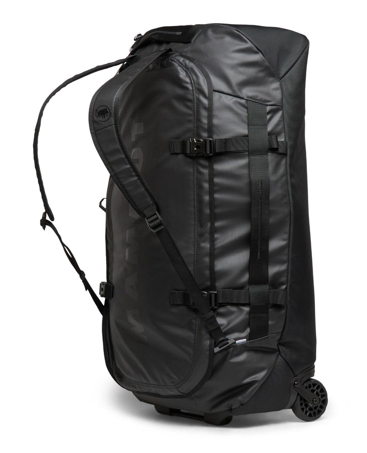 Mammut Wheeled Cargo 90 - Svart duffelbag med hjul och bärremmar för skidresan