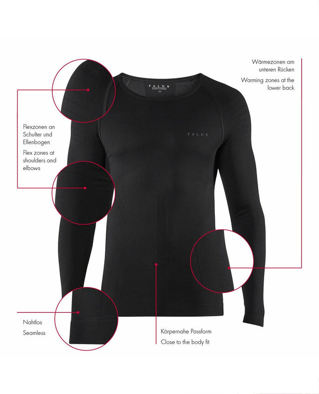 FALKE Men Long-sleeve shirt Warm - Black - Alpingaraget