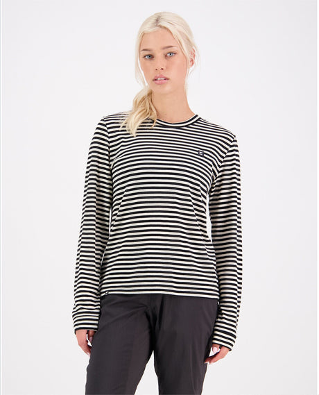 Mons Royale Women Icon Merino Air-Con Relaxed LS - MR Stripe - Alpingaraget