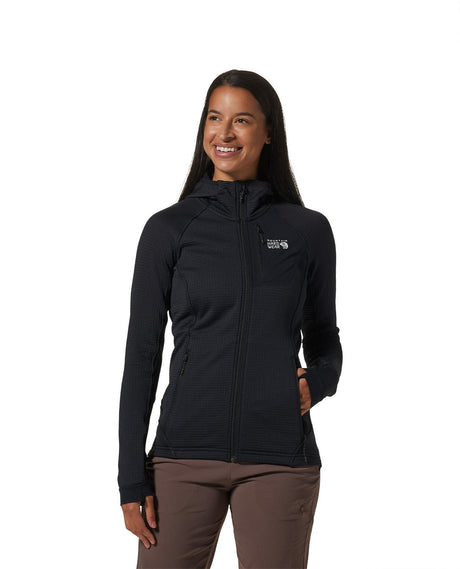 Mountain Hardwear W Polartec® Power Grid Full Zip Hoody - Black - Mellanlager - Alpingaraget